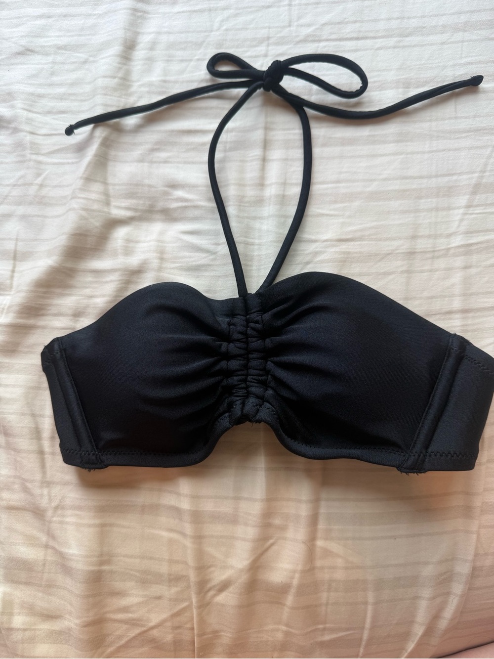 Black Bandeau Halter Bikini Top